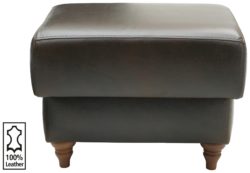 Heart of House - Argyll - Leather Footstool - Chocolate